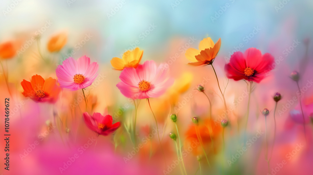 abstract painting of colorful flowers, with bold strokes of red, pink, orange, and yellow blending into soft pastel backgrounds, abstract painting of colorful flowers, with bold strokes of red, pink, orange, and yellow blending into soft pastel backgrounds,