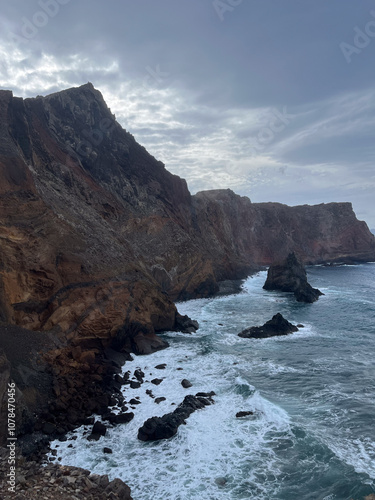 Dramatic Coastal Cliffs With Crashing Ocean Waves