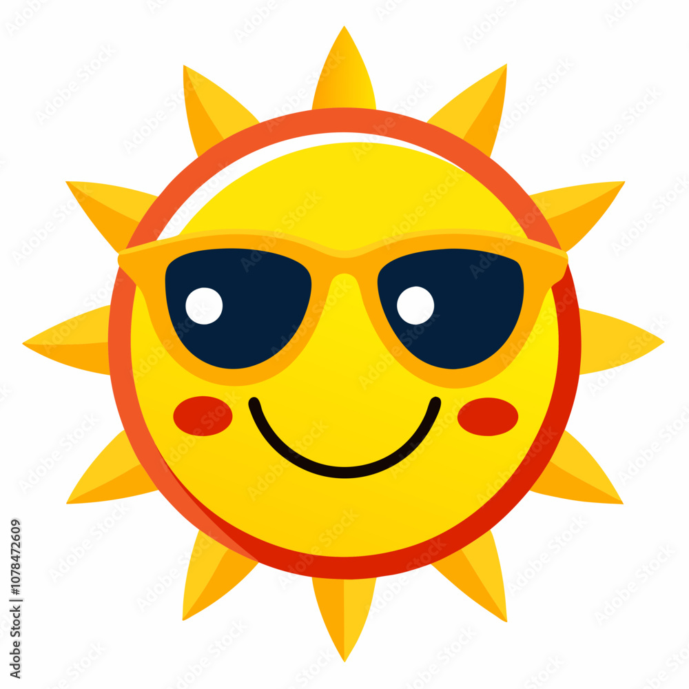 Smiling Sun Emoticon with Sunglasses Vector Illustration Smiling Sun Emoticon with Sunglasses Vector Illustration
