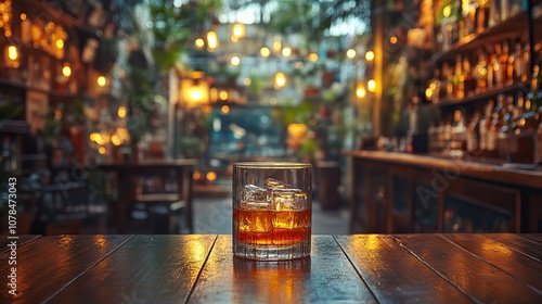 tequila at the table with bar scene