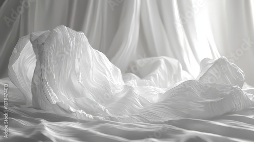 Wallpaper Mural A serene composition of flowing white fabric, creating an ethereal and minimalist atmosphere. Torontodigital.ca