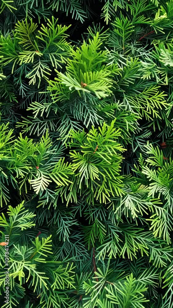 Swaying green coniferous branches dancing in the gentle wind Swaying green coniferous branches dancing in the gentle wind