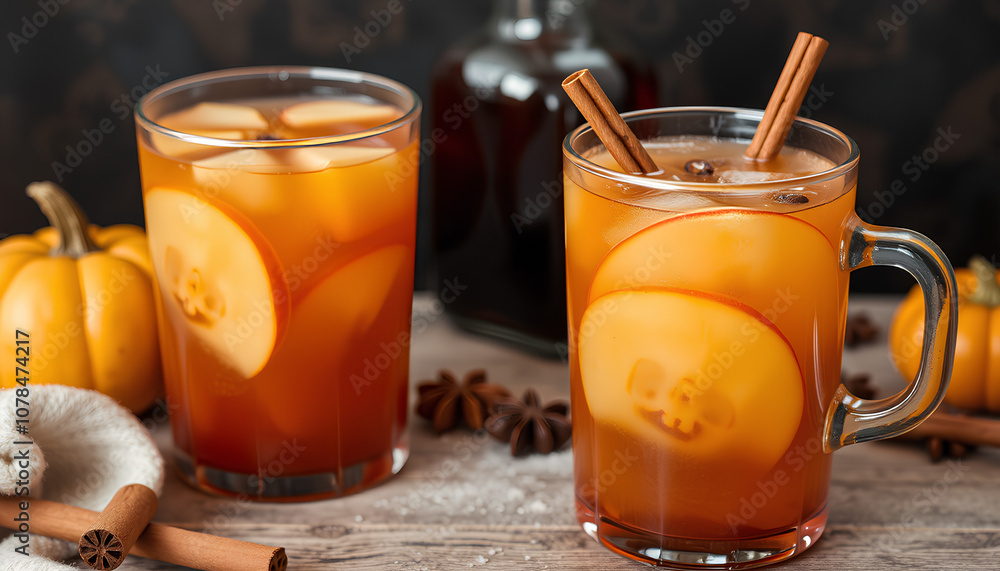 Traditional seasonal drinks pumpkin sangria with apple cinnamon anise
