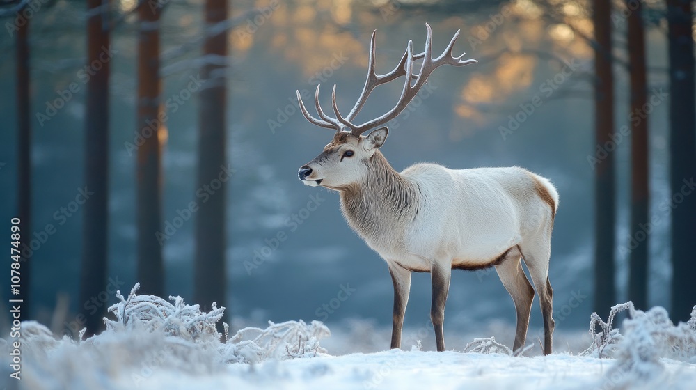 White Deer in Winter Wonderland White Deer in Winter Wonderland