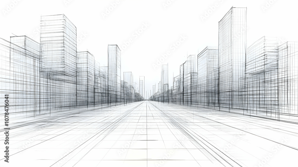 Wireframe Cityscape Illustration Wireframe Cityscape Illustration
