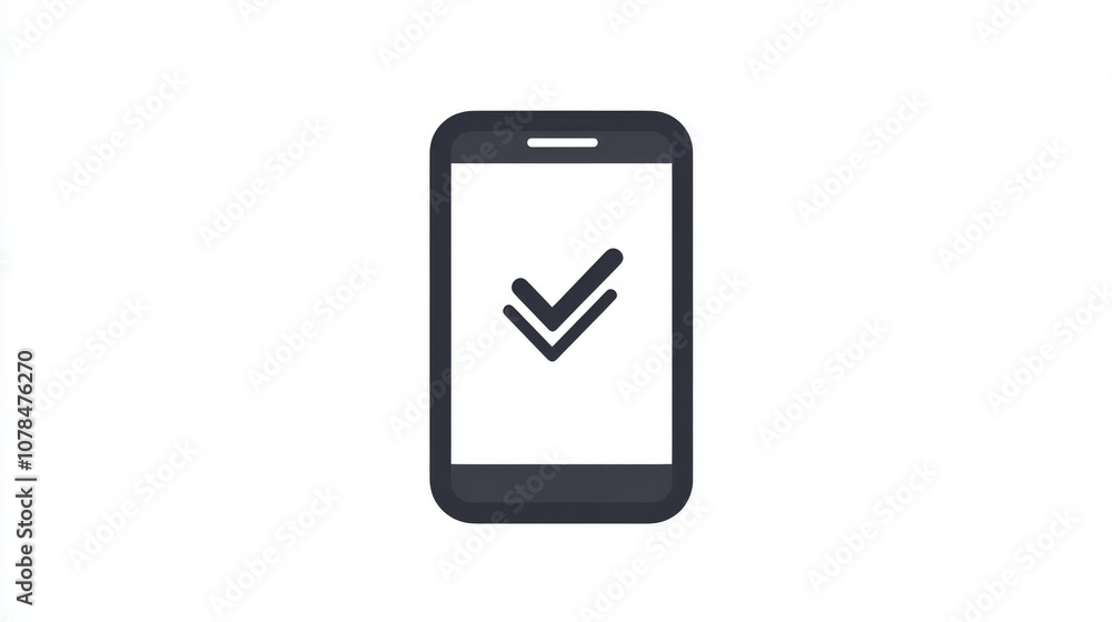 Minimal smartphone icon with checkmark Minimal smartphone icon with checkmark