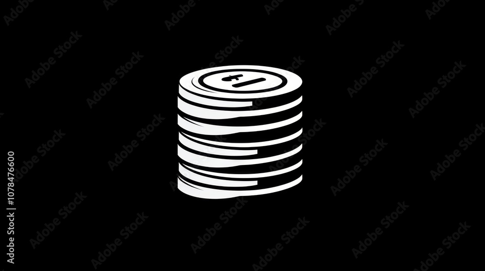 Stack of coins with dollar symbol in black Stack of coins with dollar symbol in black