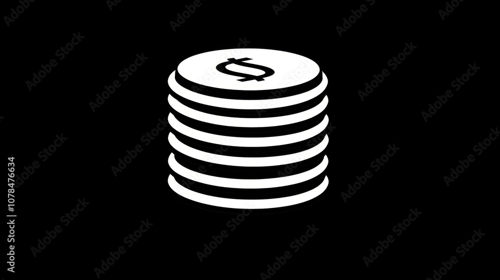 Stacked coins with dollar sign in dark background Stacked coins with dollar sign in dark background