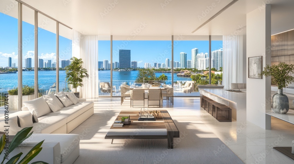 Illustration of an elegant modern living room interior with stylish decoration and comfortable atmosphere. Ai generated image Illustration of an elegant modern living room interior with stylish decoration and comfortable atmosphere. Ai generated image
