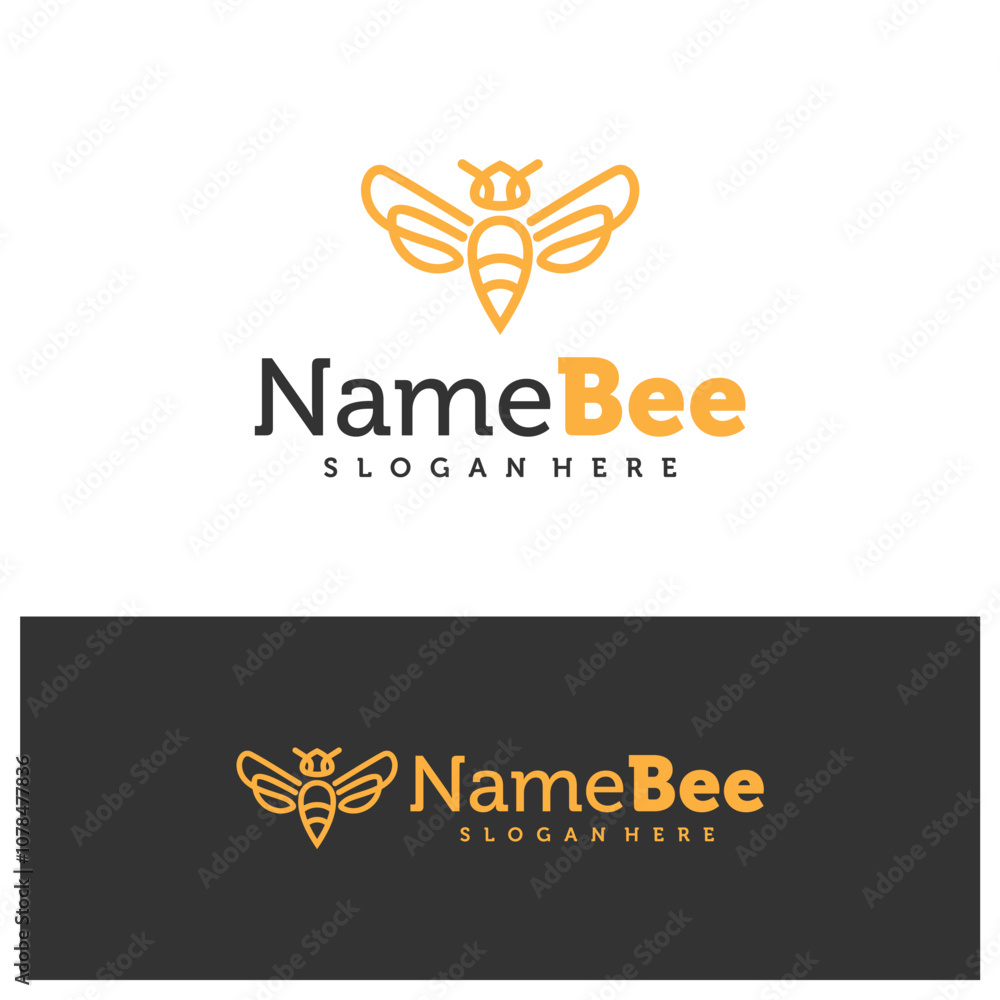Fototapeta premium Bee logo vector illustration. Line art Bee logo design concept template