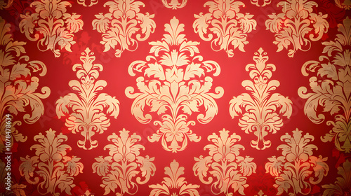 Red damask pattern background