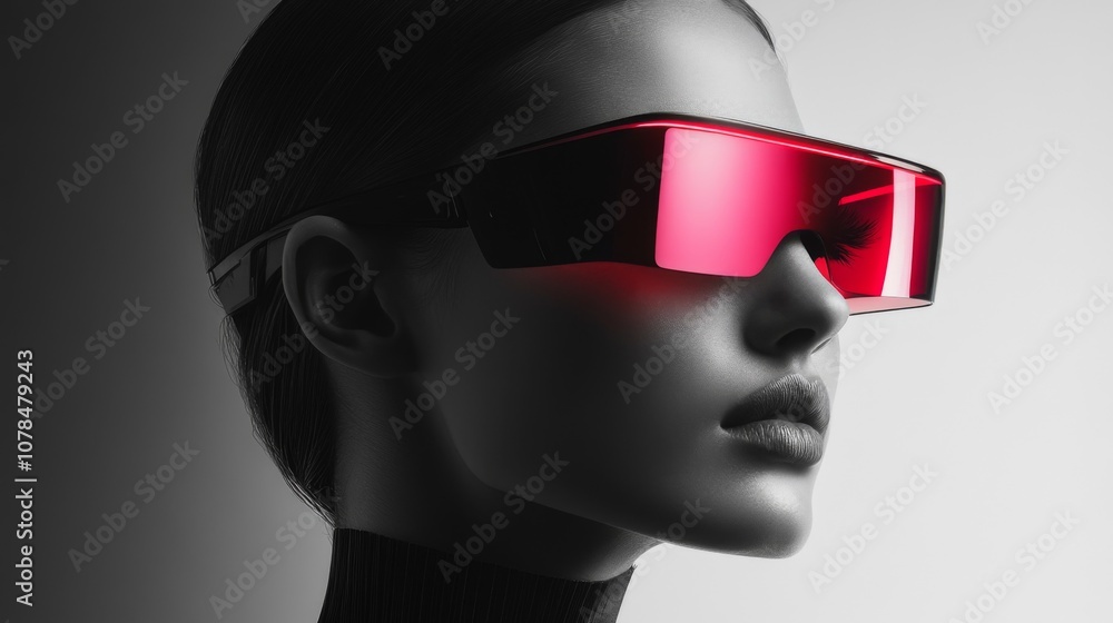 Black and white portrait of woman in stylish sunglasses Black and white portrait of woman in stylish sunglasses