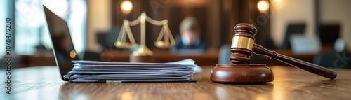 Paralegal efficiently organizes legal files and reviews documentation on laptop