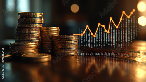 Explore the Intricacies of U.S. Quarter Coins in a Close-Up Photograph Showcasing High Fidelity Detail and Financial Growth Trends photo