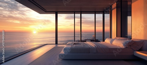 Luxury Bedroom with Ocean View Sunset