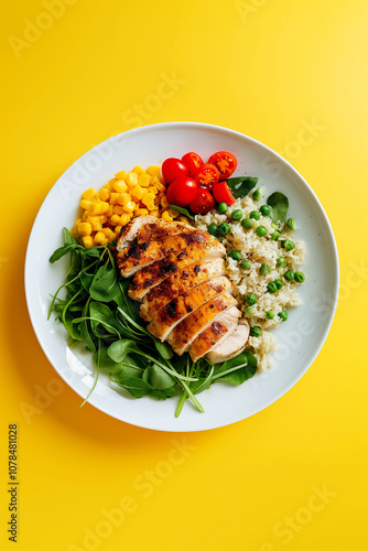 Plate with healthy food on the table