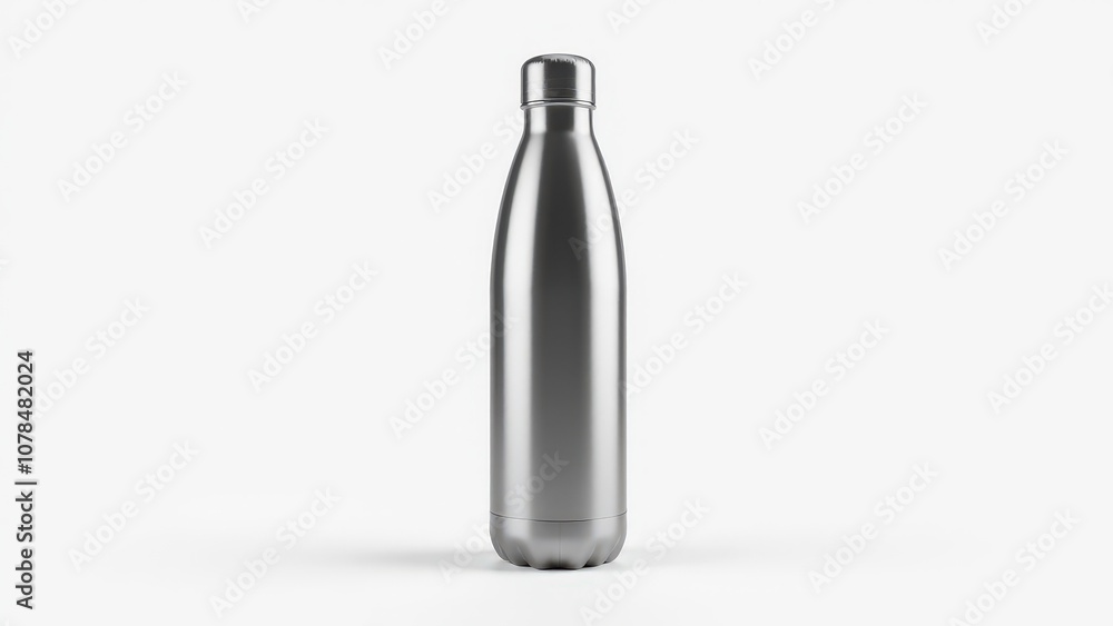 Sleek reusable aluminium water bottle in a realistic 3D mockup, ready for eco-friendly branding. Sleek reusable aluminium water bottle in a realistic 3D mockup, ready for eco-friendly branding.