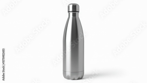 Simple aluminium bottle water mockup with a sleek metal look, perfect for corporate branding.