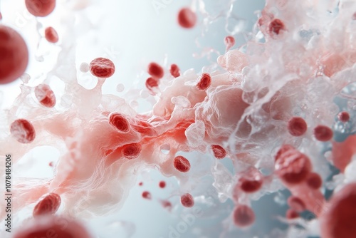 Abstract Blood Sugar: A swirling dance of red cells in a fluid, ethereal realm.