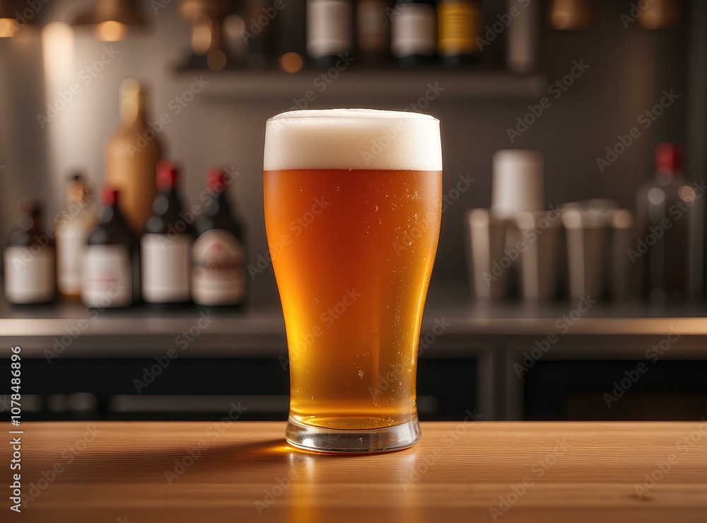 glass of beer on wooden table glass of beer on wooden table