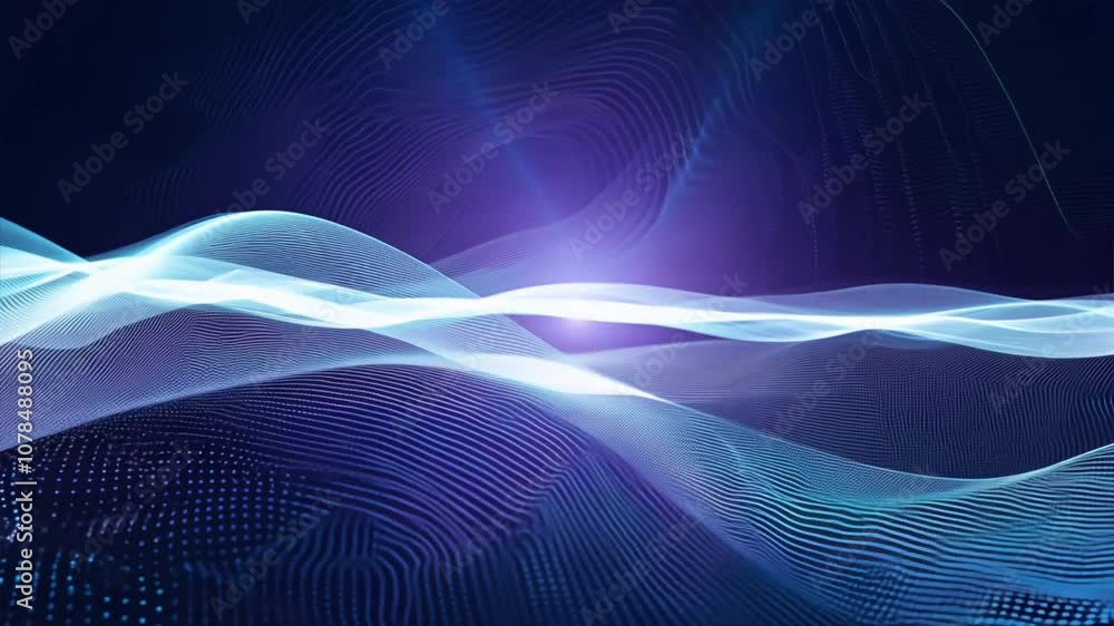 Abstract Digital Waves in Blue and Purple Dynamic Background of Light and Motion Representing Technology and Innovation Abstract Digital Waves in Blue and Purple Dynamic Background of Light and Motion Representing Technology and Innovation