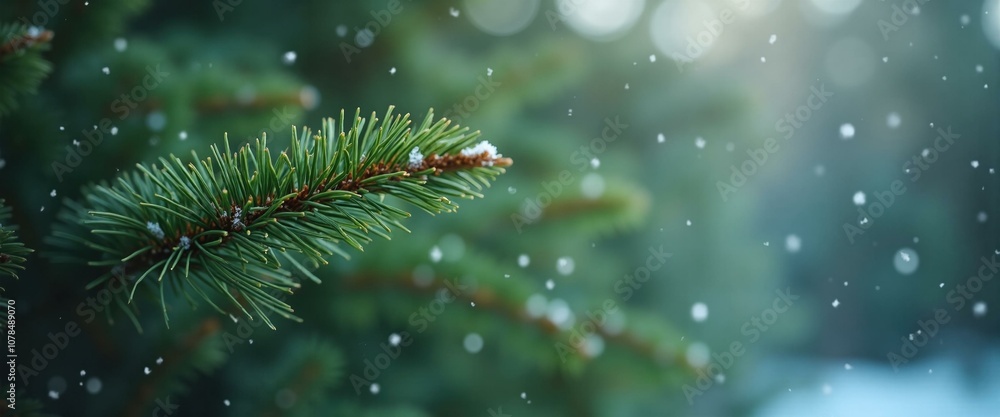 Snowy Pine Branch, Winter Wonderland Concept. Snowy Pine Branch, Winter Wonderland Concept.