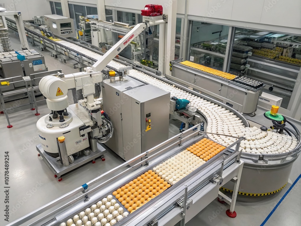 Cutting-edge Automated Robotic Production Line in a Modern Pharmaceutical Plant for Vitamins and Medicine Tablets, Featuring Advanced Manufacturing Techniques and Ample Copy Space Cutting-edge Automated Robotic Production Line in a Modern Pharmaceutical Plant for Vitamins and Medicine Tablets, Featuring Advanced Manufacturing Techniques and Ample Copy Space