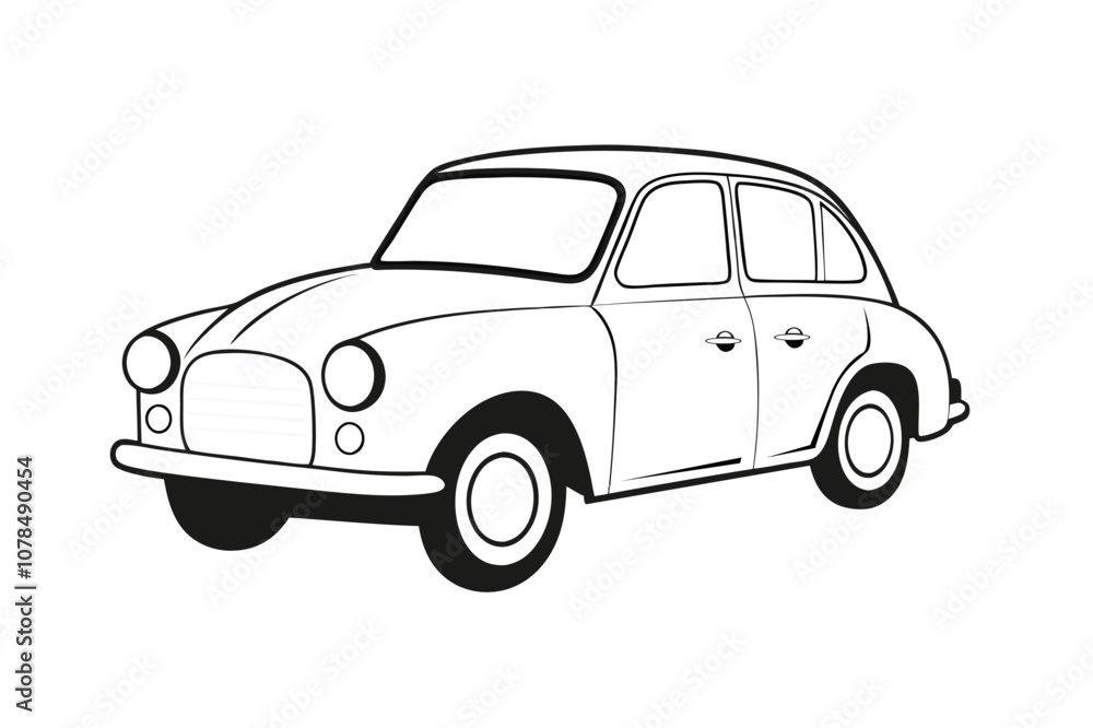 Fototapeta premium Vector drawing of vintage retro car model