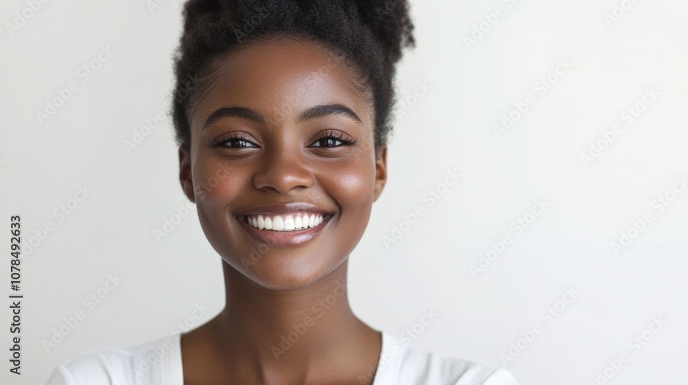Portrait of a Smiling Black Woman with Curly Hair Portrait of a Smiling Black Woman with Curly Hair