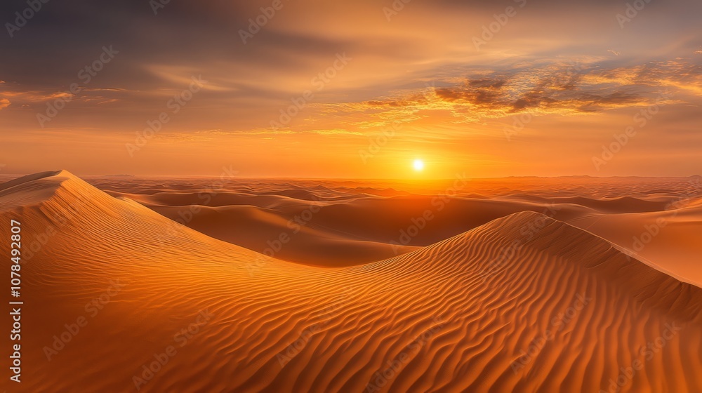 Naklejka premium A beautiful sunset over a desert landscape