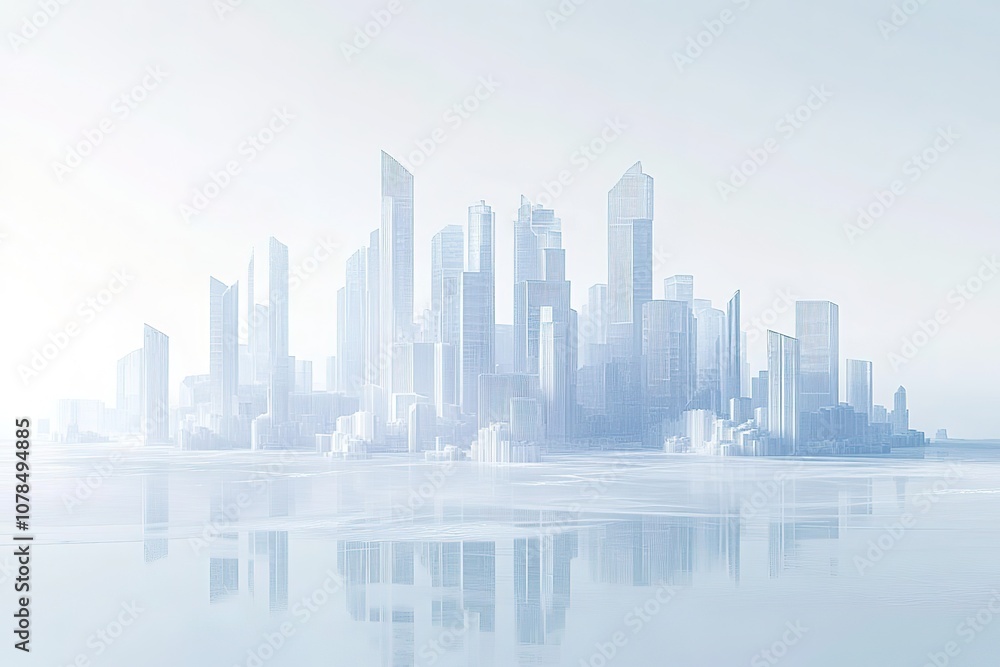 Fototapeta premium Metropolis 3D render heavy smog 