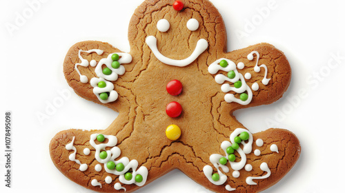 christmas gingerbread cookie on white background