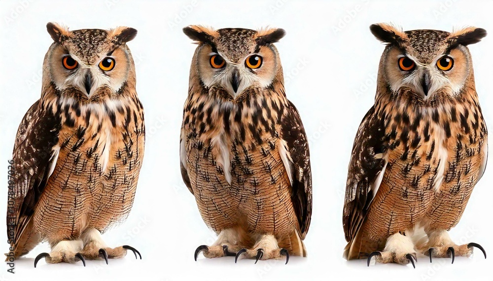 Set of owls on white background Set of owls on white background