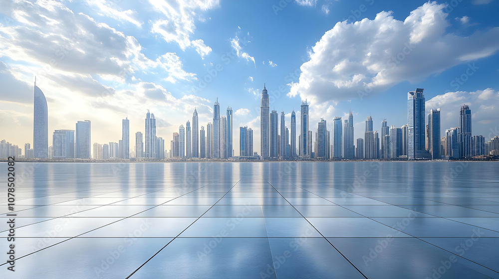 Cityscape with Modern Buildings and Clear Sky Background Cityscape with Modern Buildings and Clear Sky Background