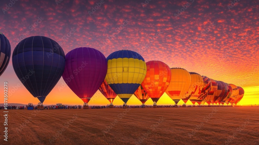 Obraz premium Hot air balloon festival at sunrise