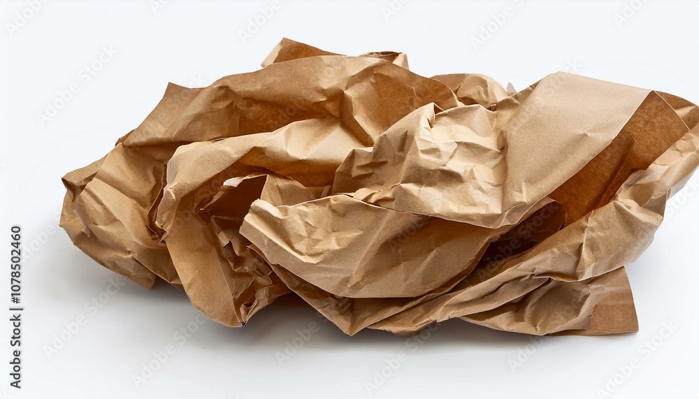 Obraz premium baking paper isolated crumpled pieces of brown parchment or baking paper on white background design element