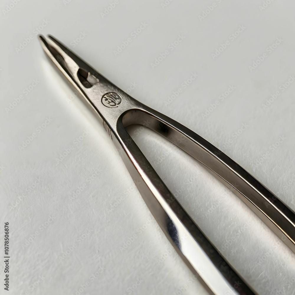 A pair of precision metal forceps with fine tips A pair of precision metal forceps with fine tips