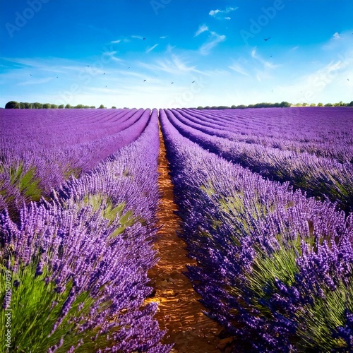  Lavender Field with Sunset Hues photo