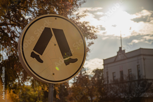 Pedestrian crossing in golden afternoon light at Wellington New South Wales photo