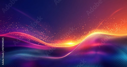 Abstract Wavy Background with Vibrant Colors and Sparkles