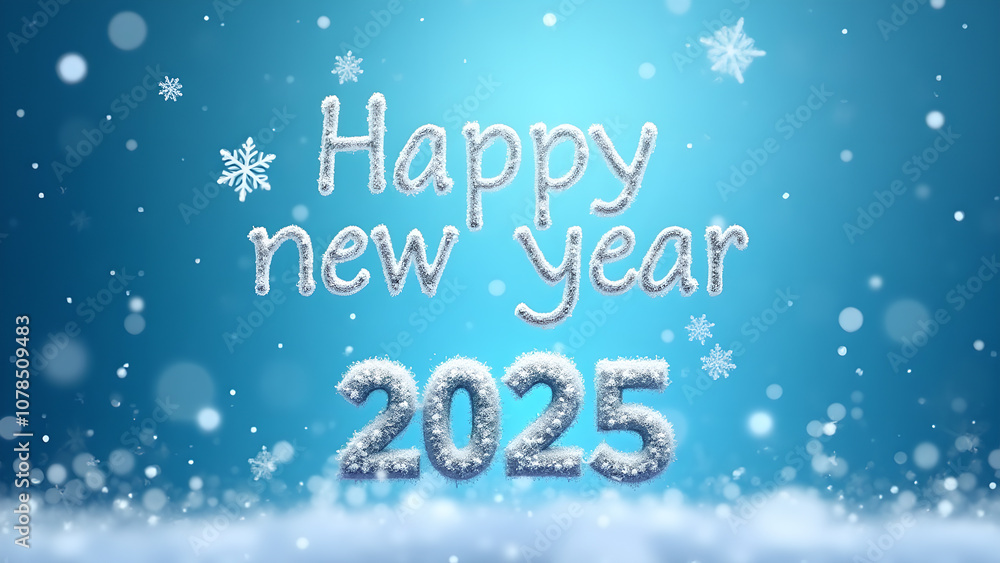 Happy New Year 2025 greeting card with snowflakes and bokeh lights Happy New Year 2025 greeting card with snowflakes and bokeh lights
