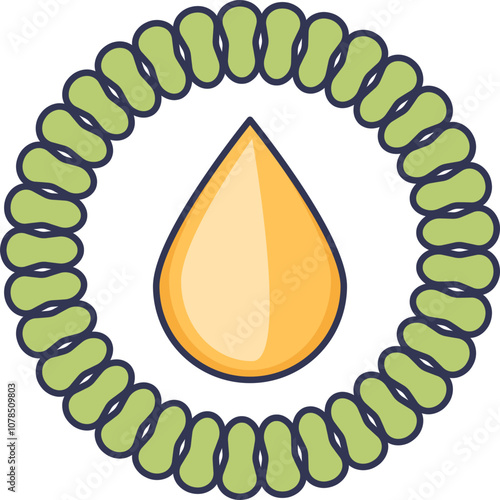 Illustration of a lipid bilayer with a droplet, symbolizing bioremediation processes.