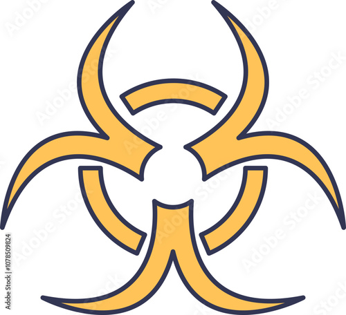 Yellow biohazard symbol indicating hazardous biological materials.