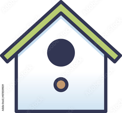 A simple wooden birdhouse with a round entrance, symbolizing wildlife care.
