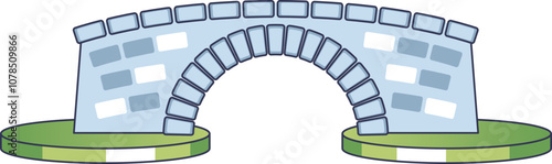 Minimalist bridge graphic between two cliffs, symbolizing connection and overcoming obstacles.