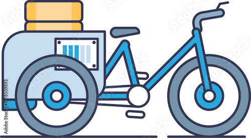 Illustration of a cargo bike with a large rear storage box, symbolizing eco-friendly urban delivery.