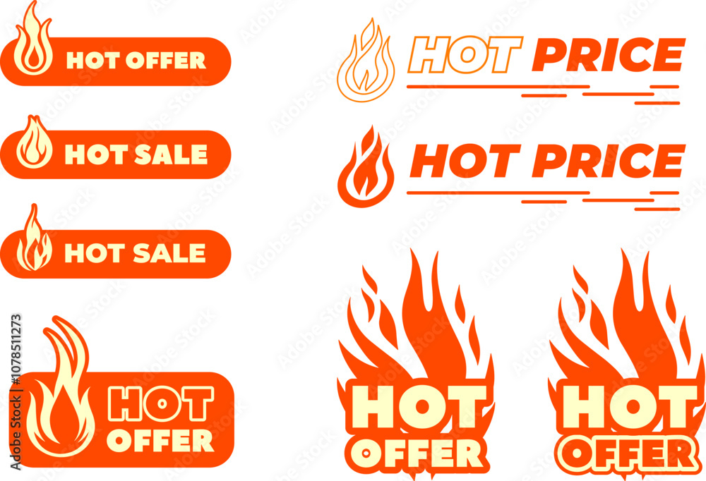 fire flame, hot sale labek icon vector illustration