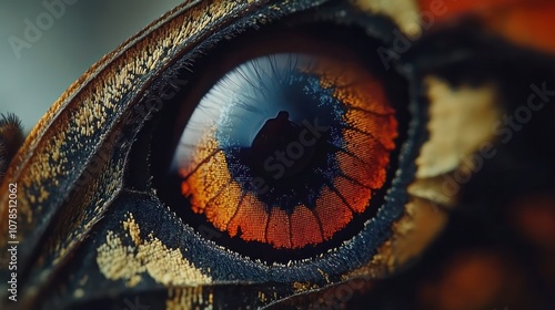 A close-up of a butterfly's eye, showing intricate details and patterns. photo