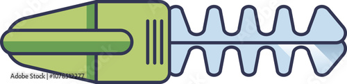 Illustration of a hedge trimmer blade, symbolizing gardening and landscaping tools.