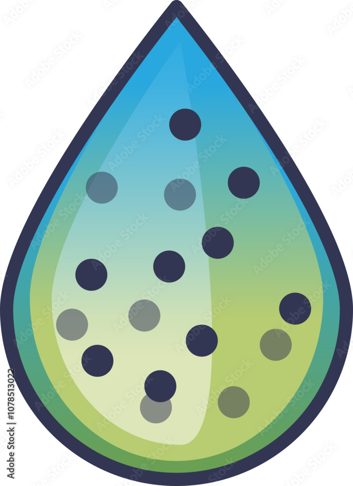 A water droplet with dark spots symbolizes pollution and contamination. A water droplet with dark spots symbolizes pollution and contamination.